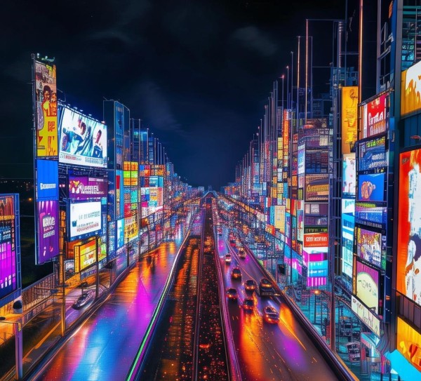 高光大道，高速路两侧广告的璀璨